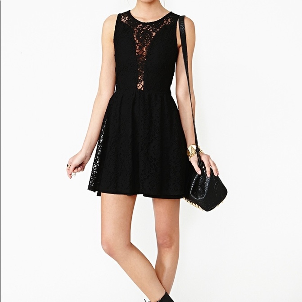 For Love & Lemons Lulu Lace Black Skater Dress - Picture 3 of 7